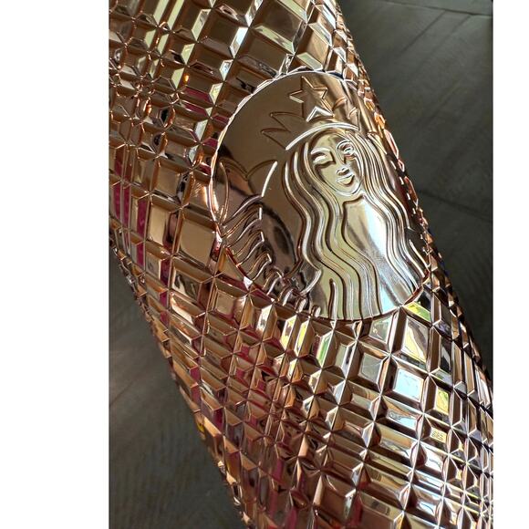 New Starbucks 2023 Winter Holiday Jeweled 24oz Tumbler Cold Cup - Rose Gold - Picture 5 of 6